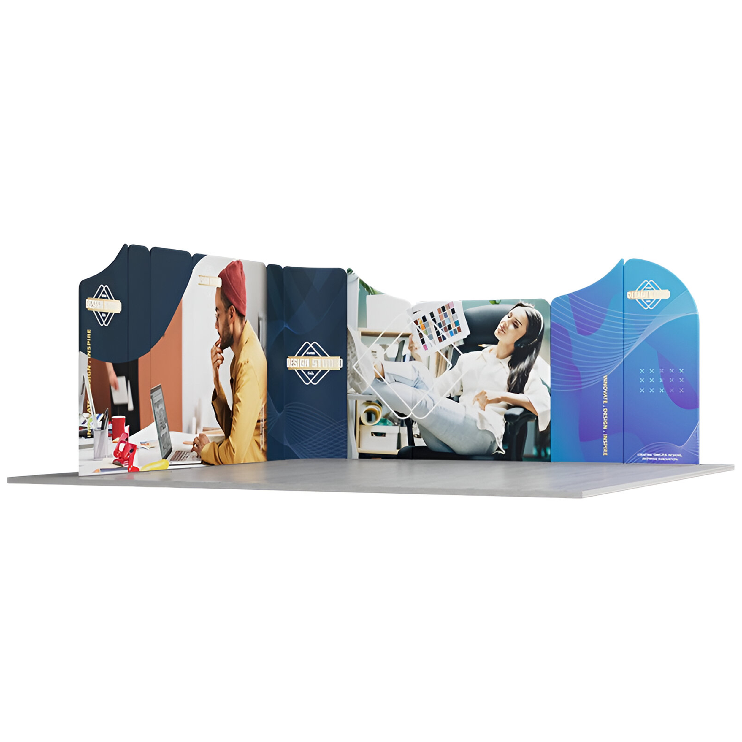 16.4x16.4ft Magnetic Modular Fabric Displays - L Shape Island