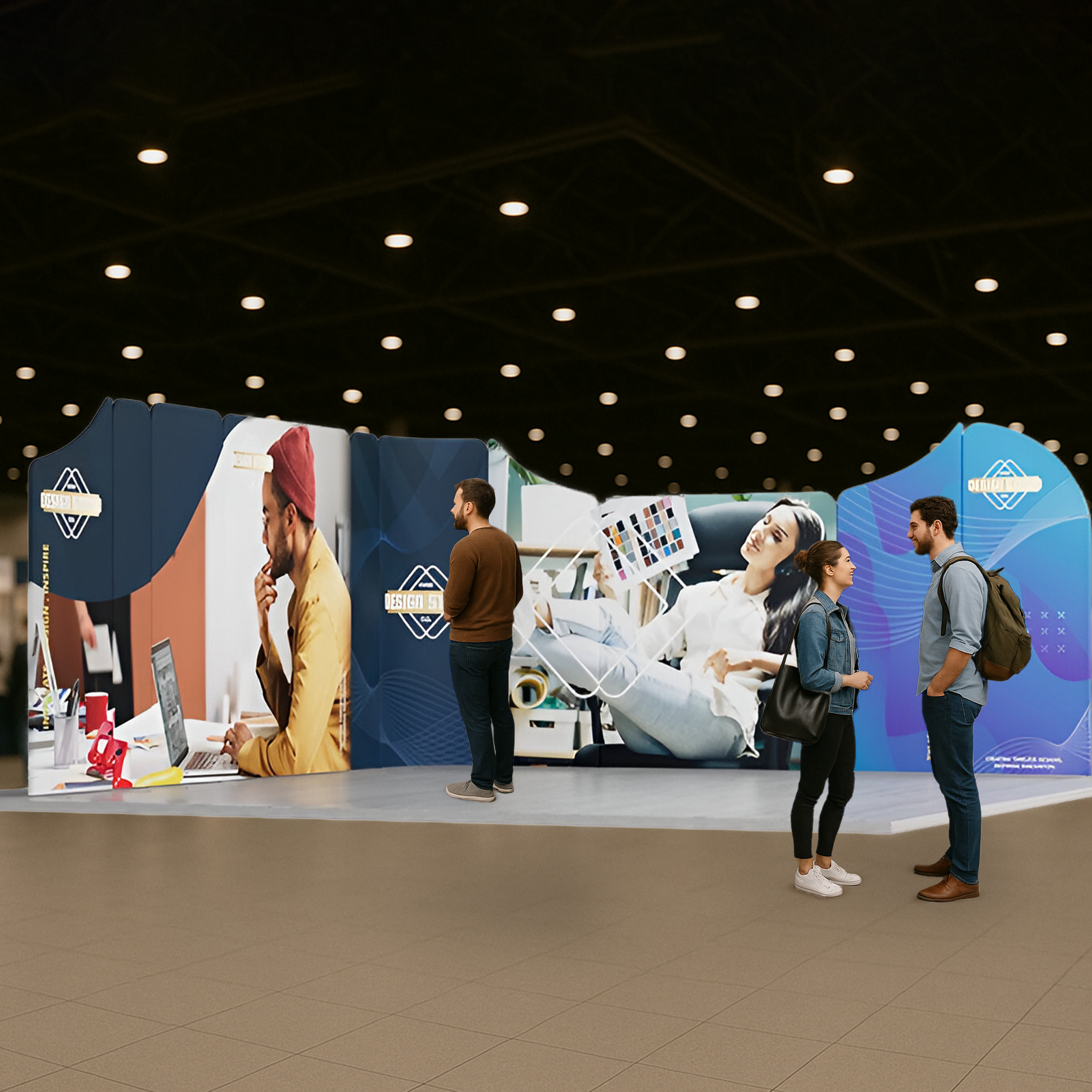 16.4x16.4ft Magnetic Modular Fabric Displays - L Shape Island