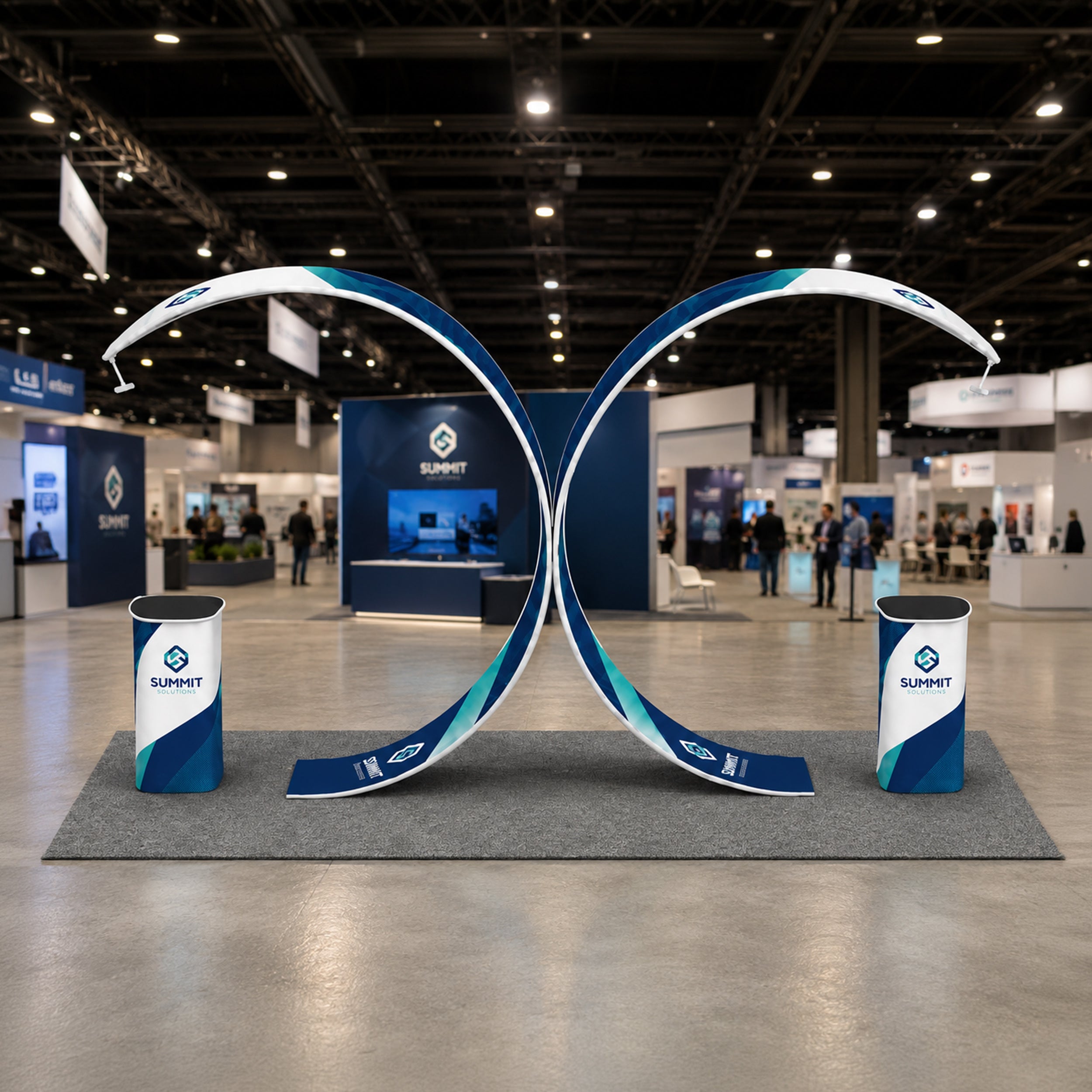 20ft Island Twin Arch Display Booth