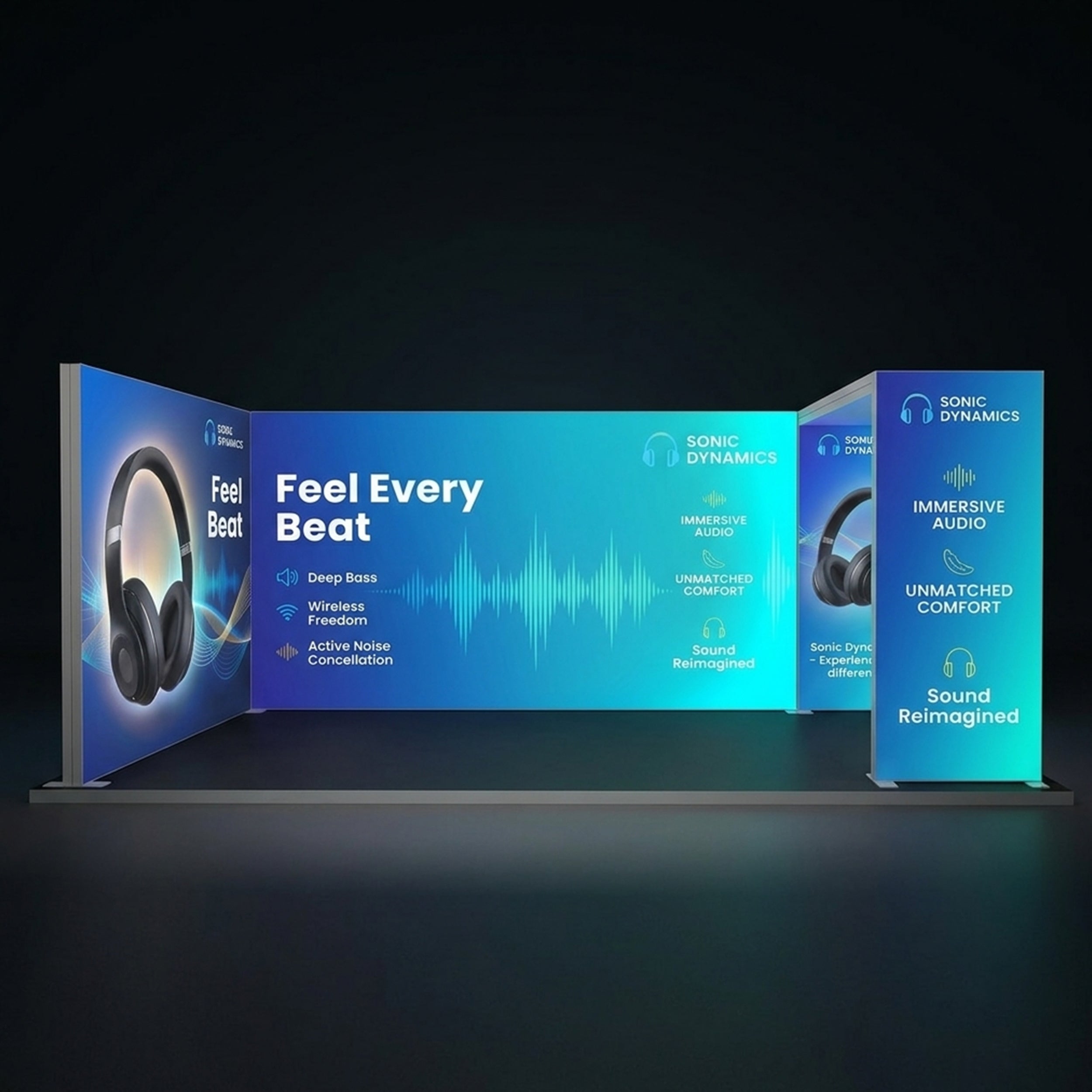 20ft Backlit Trade Show Display Large LED Lightbox Backwall with Graphics front view