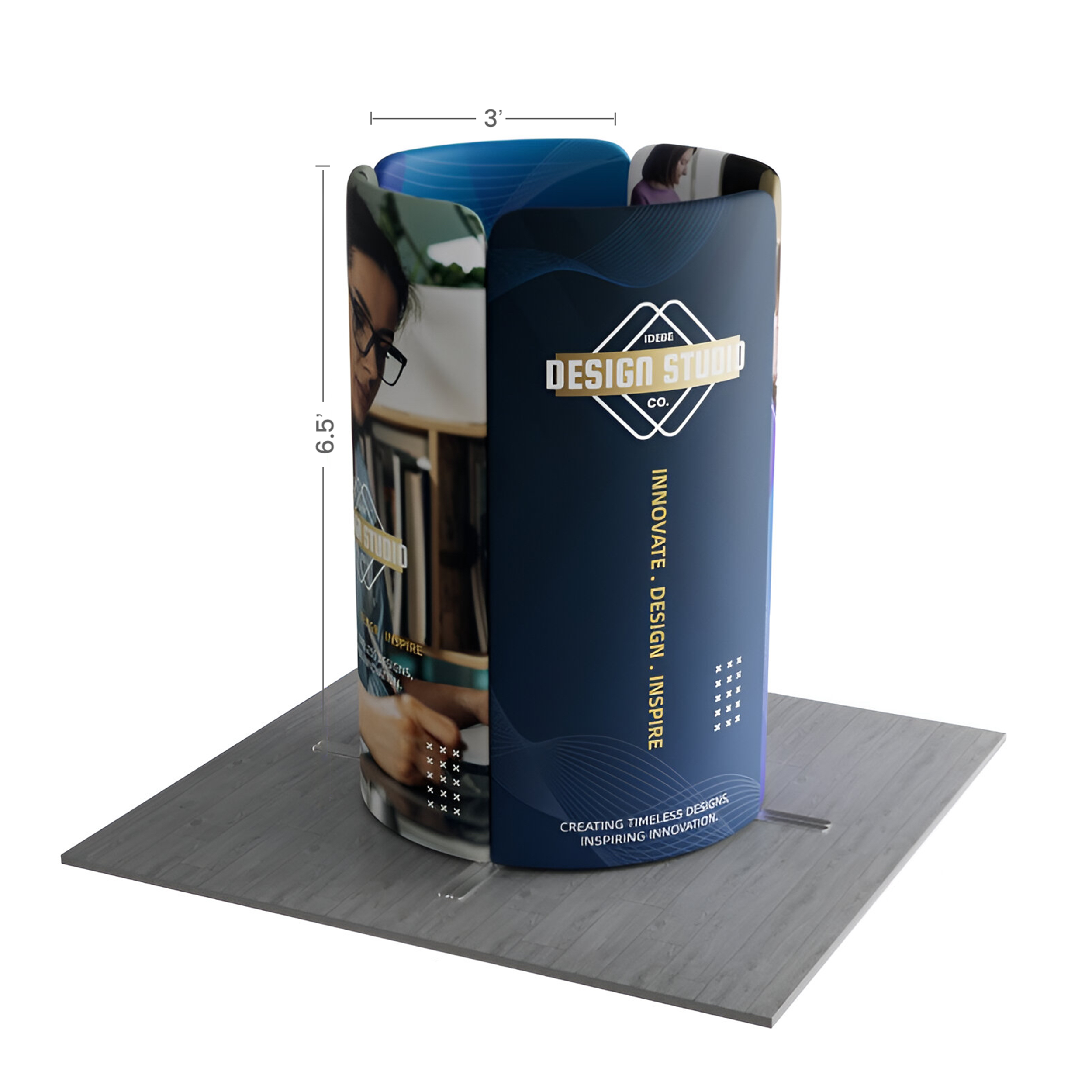 6.5ft Magnetic Modular Fabric Display - Tower Island Shape
