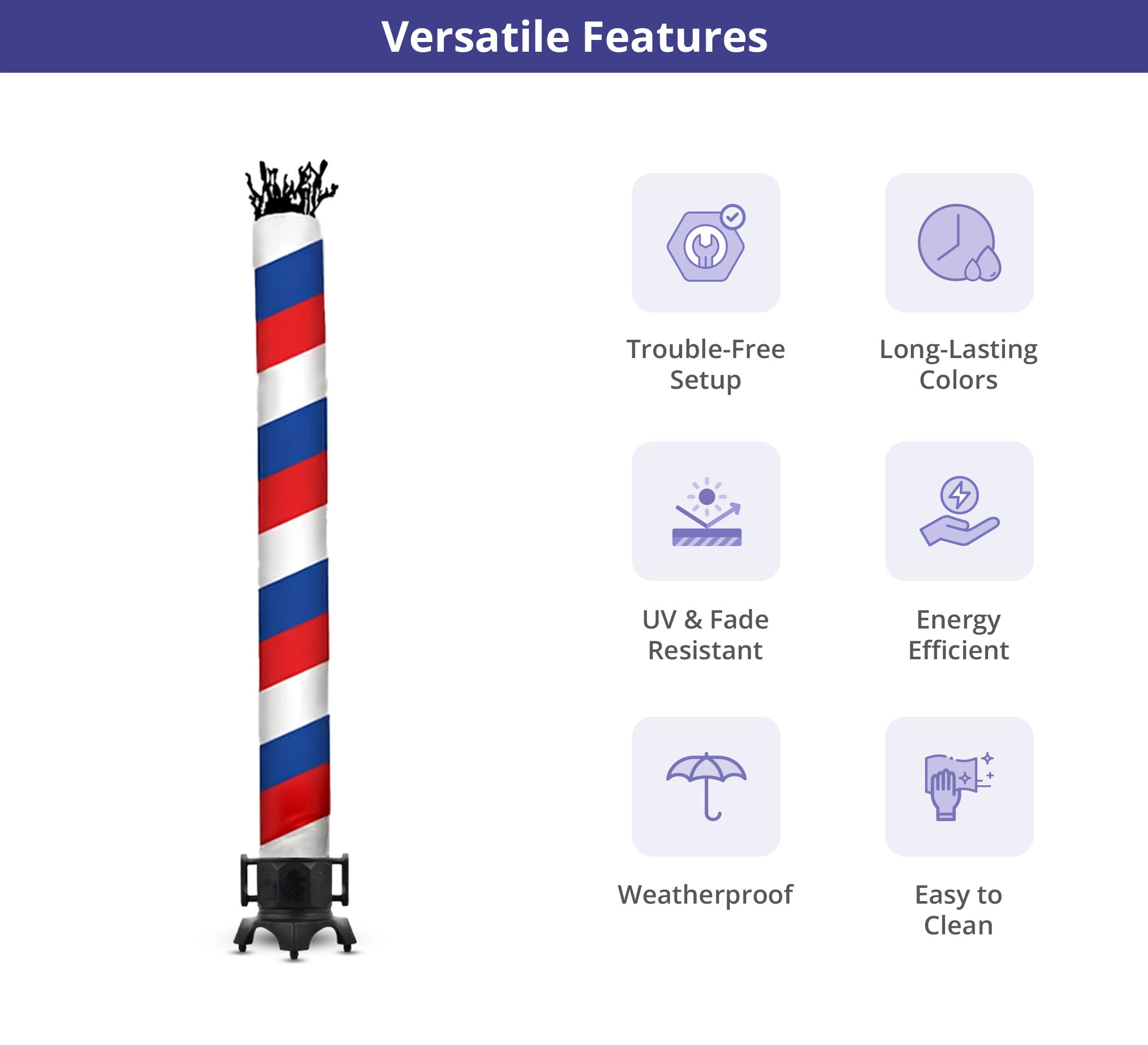 Barber Pole (Red, White, Blue) Inflatable Tube