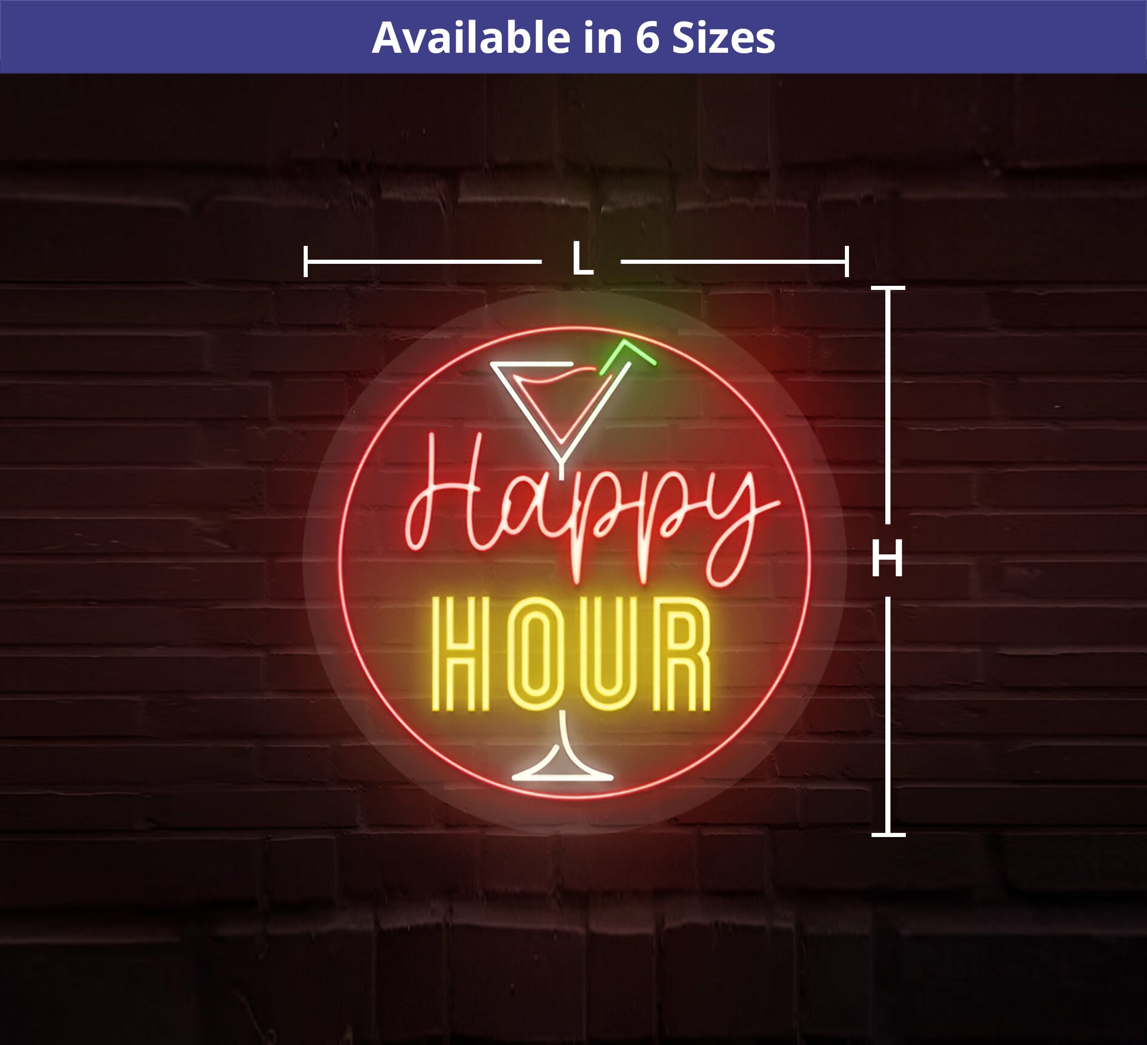 Happy Hour Bar Neon Sign Online | Happy Hour Bar Neon Sign