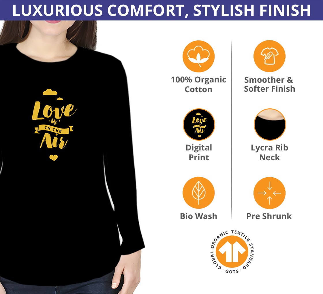 yellow full sleeves t shirt for womens