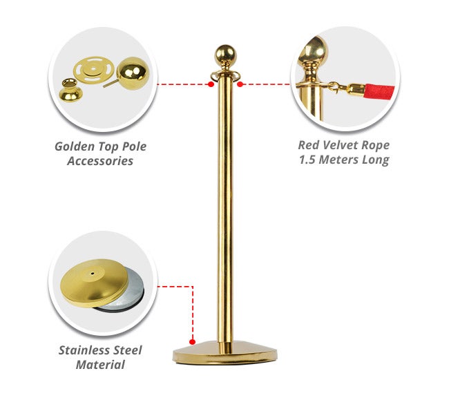 Crowd Control Stanchions With Velvet Rope