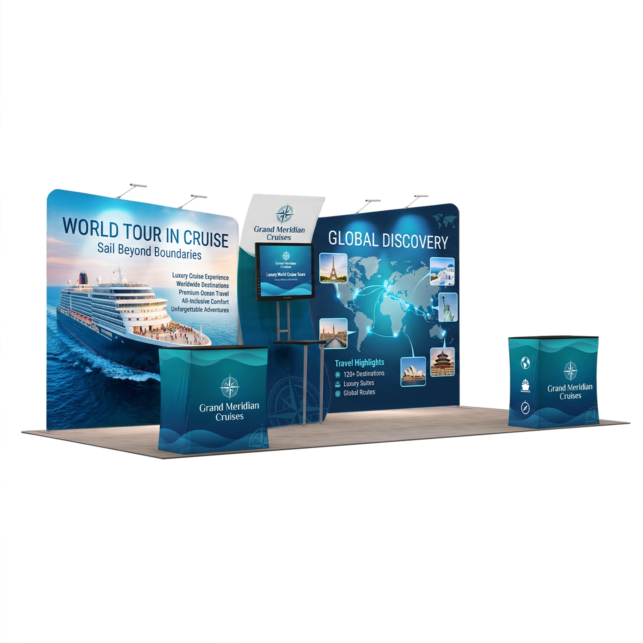 inline 20 ft inline trade show booth design 42 45 degree