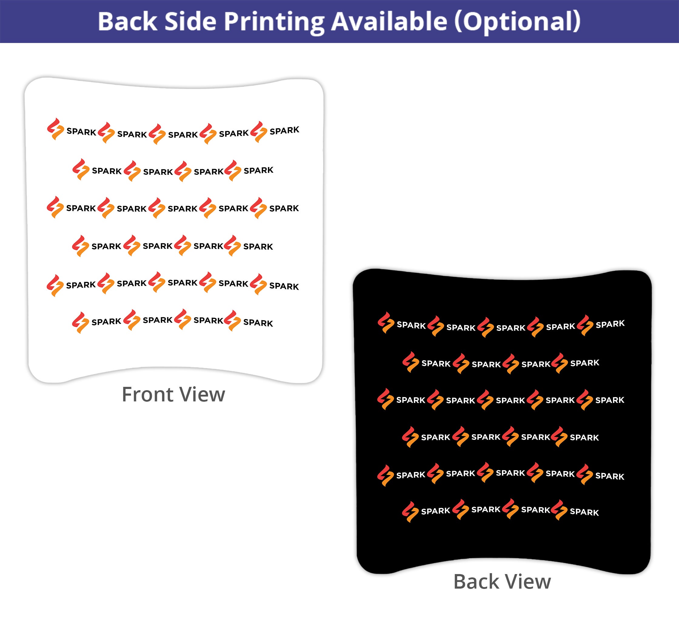 8 ft x 8 ft Step and Repeat Curved Pillow Case Backdrop