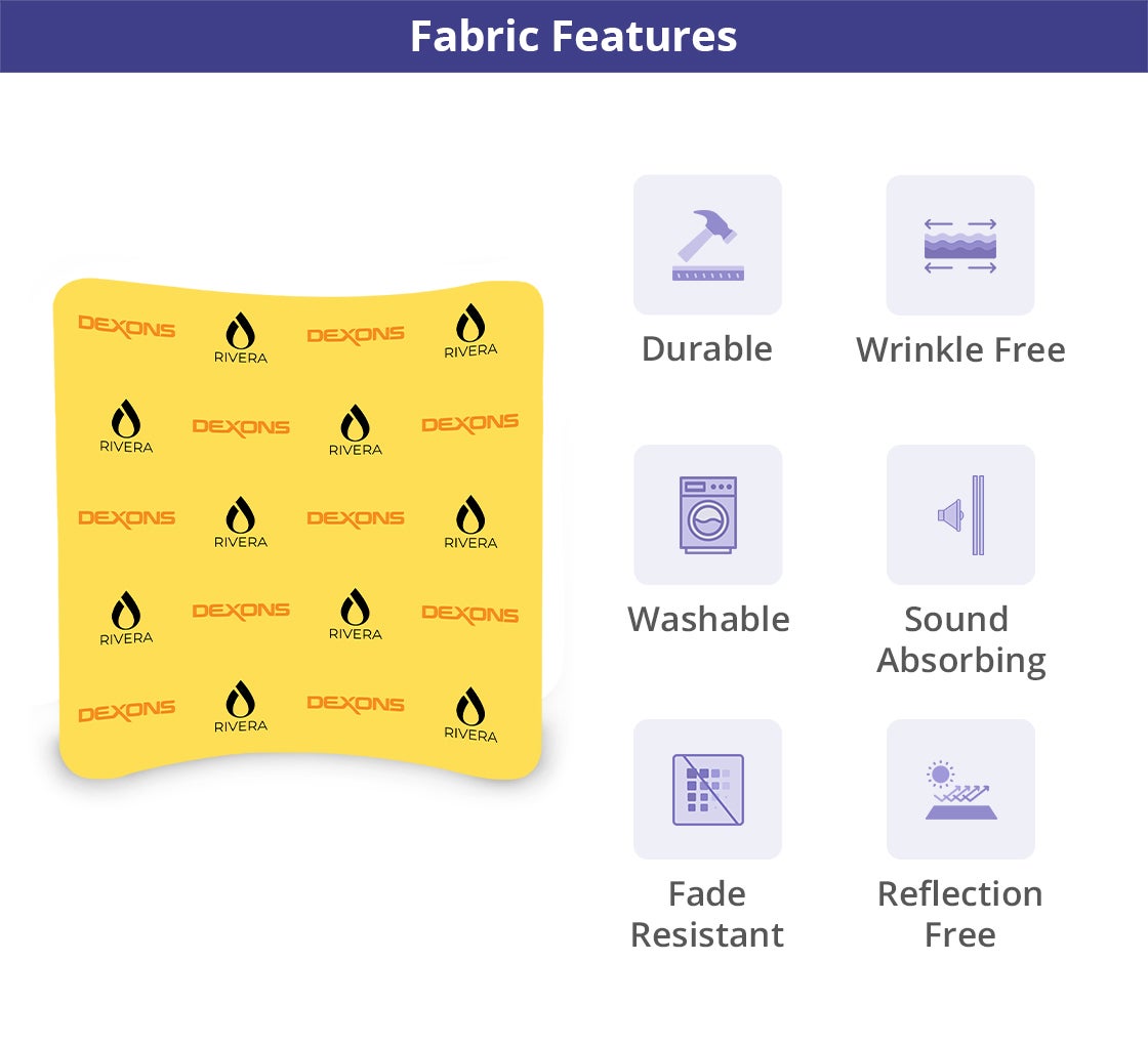 8 ft x 8 ft Step and Repeat Curved Pillow Case Backdrop