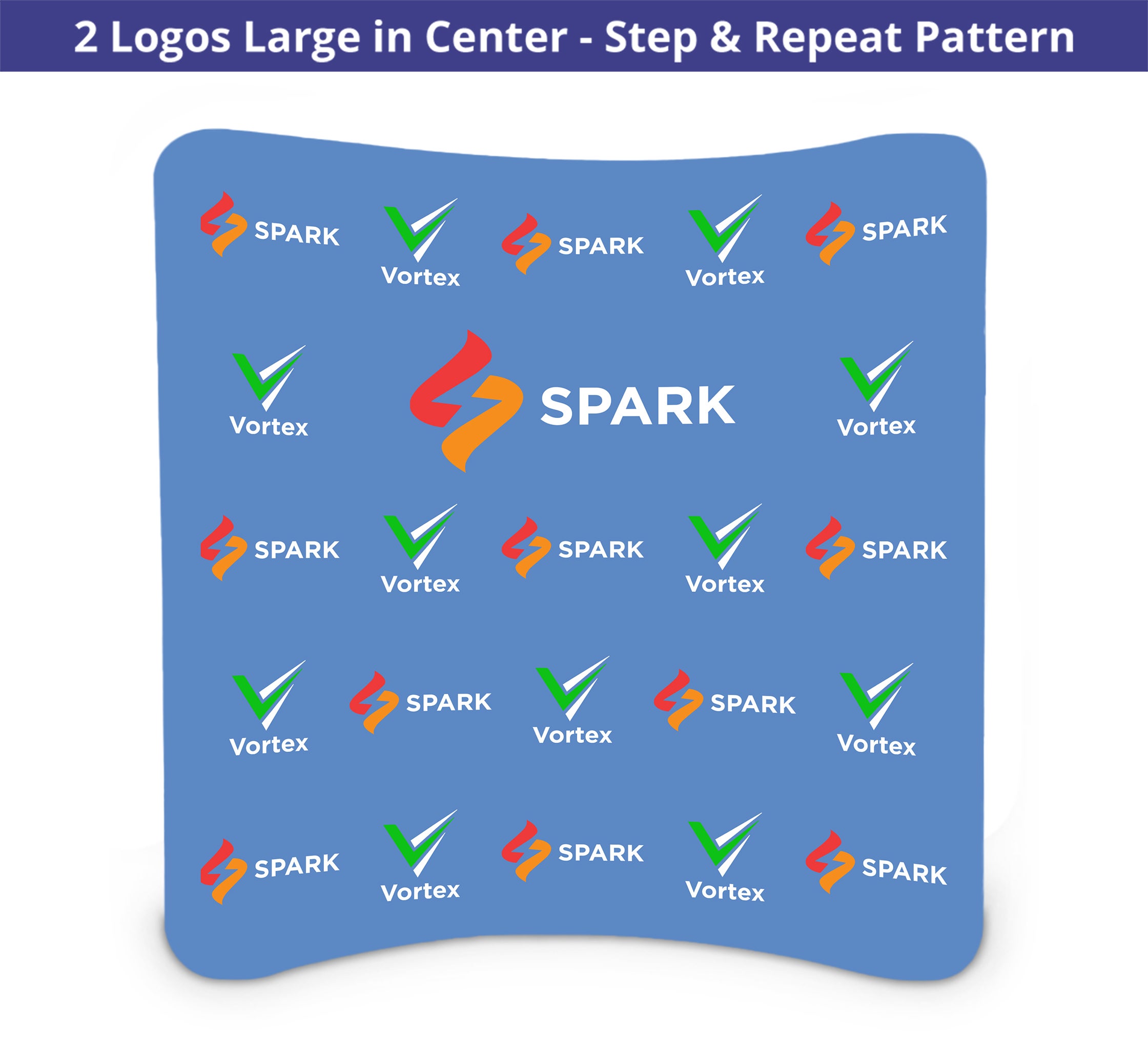 8 ft x 8 ft Step and Repeat Curved Pillow Case Backdrop