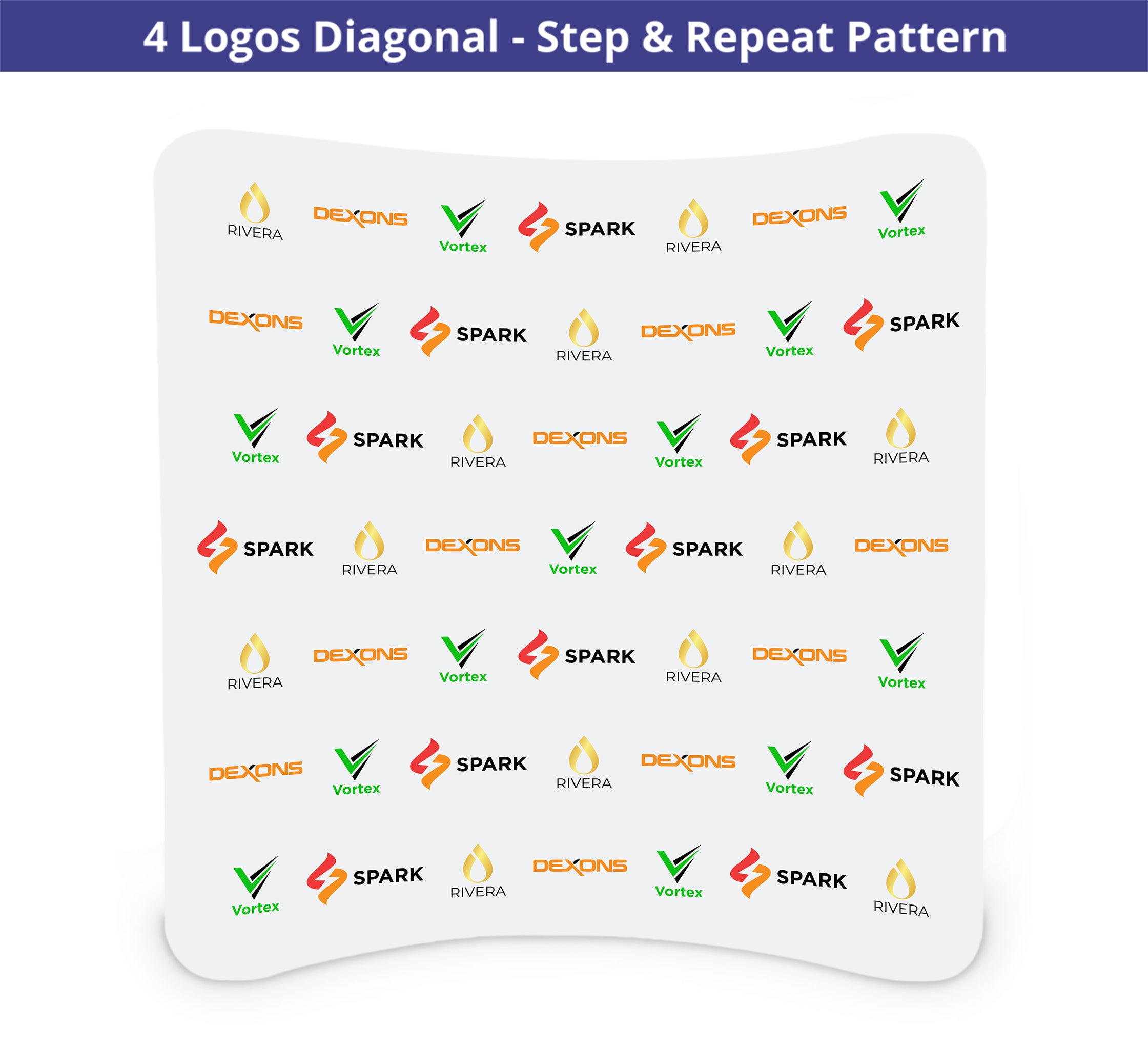 8 ft x 8 ft Step and Repeat Curved Pillow Case Backdrop