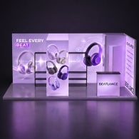 20ft Backlit Trade Show Display - LED Lightbox Backwall with Counters & Graphics