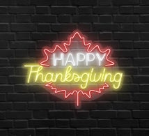 Happy Thanksgiving Maple Leaf Neon Sign