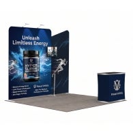 10ft Inline Trade Show Booth - Backwall Display with Counter, Storage & Graphics
