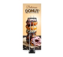 S Shaped Banner Stand with Display Shelves