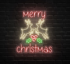 Merry Christmas Deer Head-Up Neon Sign