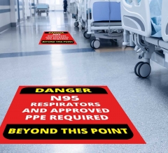 Danger PPE Beyond This Point Floor Decals