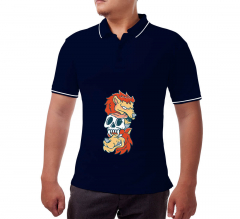 Men's Blue Polo Shirt - Printed