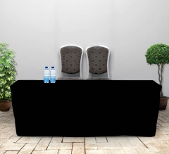 8' Fitted Table Covers - Black - Zipper Back