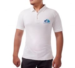 White Cotton Polo Shirt - Embroidered