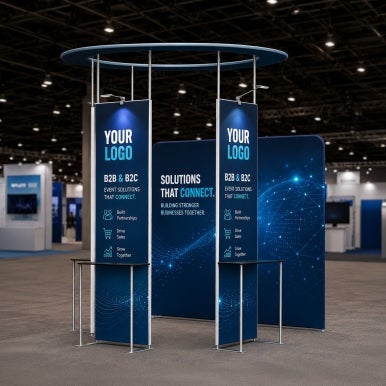 10ft Island Trade Show Booth with Circular Header