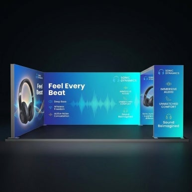 20ft Backlit Trade Show Display - Large LED Lightbox Backwall with Graphics
