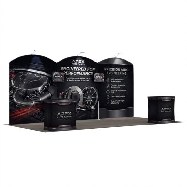 20ft Inline Trade Show Booth- Display with Counters & Monitor