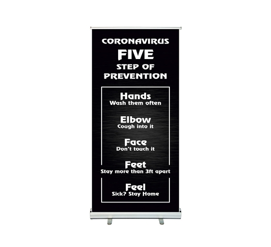 Coronavirus Prevention Steps Roll Up Banner Stands