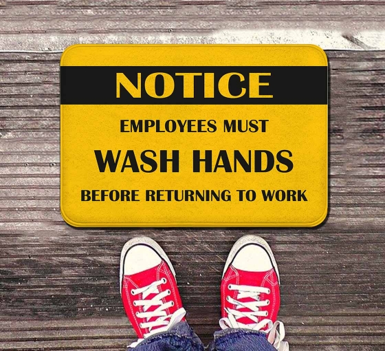 Employees Wash Hands Notice Indoor Floor Mats