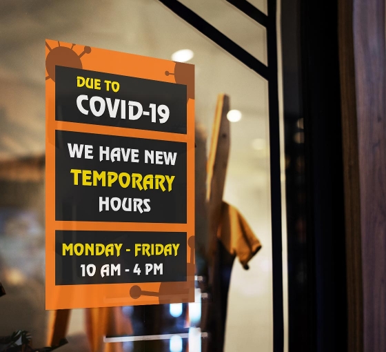 New Temporary Hours Window Clings