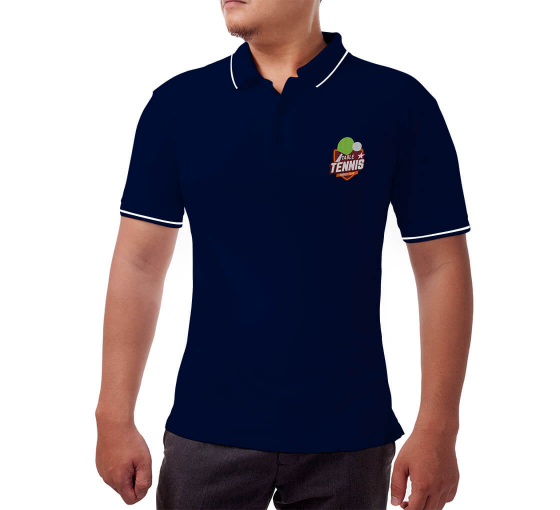 Embroidered Blue Generation V-Neck Polo Shirts
