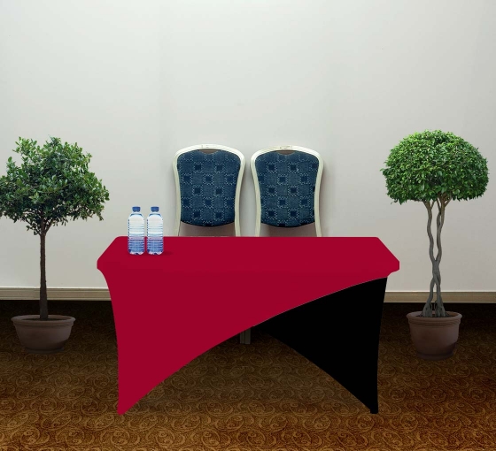 4' Cross Over Table Covers - Red & Black
