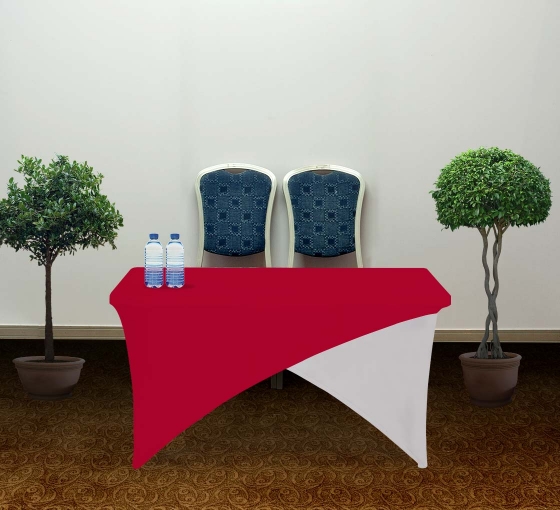 4' Cross Over Table Covers - Red & White