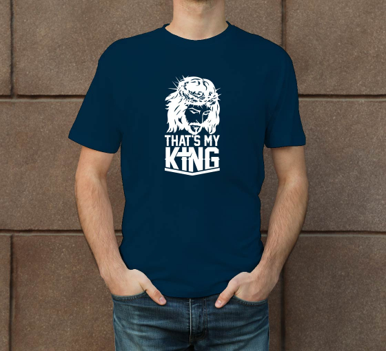 Order Custom Blue Printed T-Shirt with Crew Neck