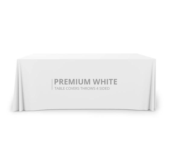 Premium White Table Covers & Throws - 4 Sided