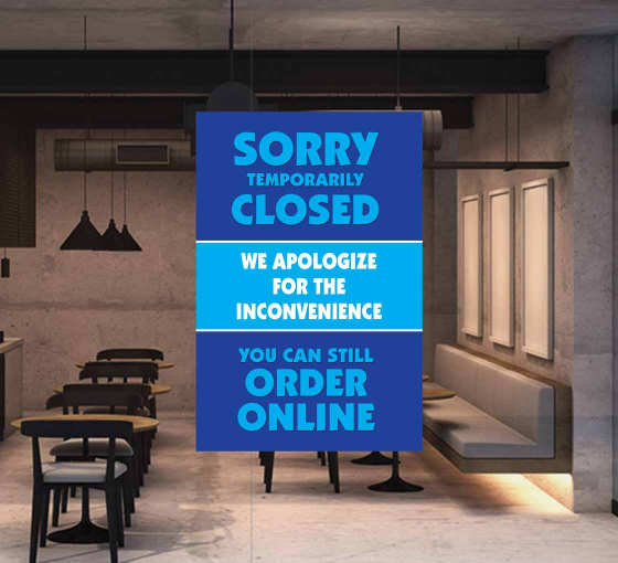 Sorry Temporarily Closed Window Clings