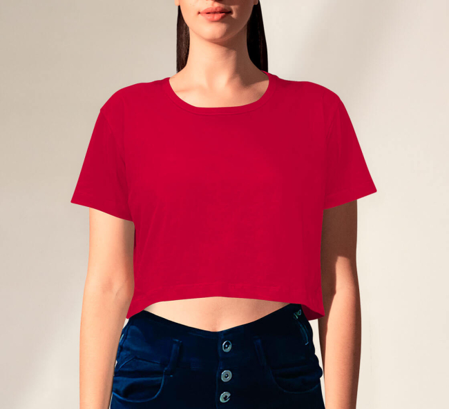 MP Women's Branded Colour Block Crop Top, Red