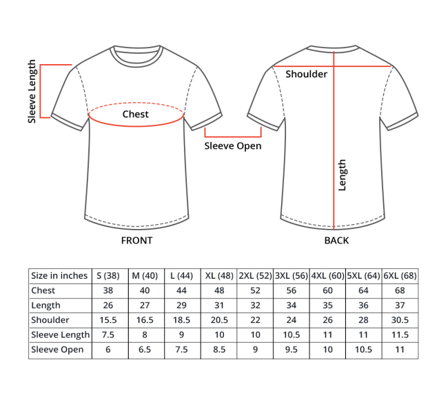 t-shirt size, t shirt standard size, custom t shirt size chart