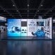 20ft Backlit Trade Show Display LED Lightbox Backwall with Shelving lifestyle