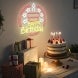 Happy Birthday Cake In Circle Neon Sign
