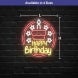 Happy Birthday Cake In Circle Neon Sign