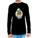 Men's Black Printed Long Sleeves T-Shirt - Crew Neck