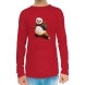 Men's Red Printed Long Sleeves T-Shirt - Crew Neck