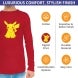 Men's Red Printed Long Sleeves T-Shirt - Crew Neck