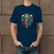 Men's Blue Printed T-Shirt - Crew Neck